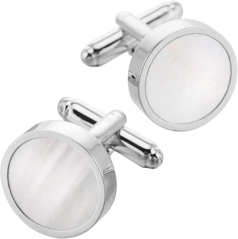 Jonwo Tuxedo Cufflinks and Studs Set Mother of Pearl Men Dress Cuff Links Buttons Set Formal Business Wedding - Image 2
